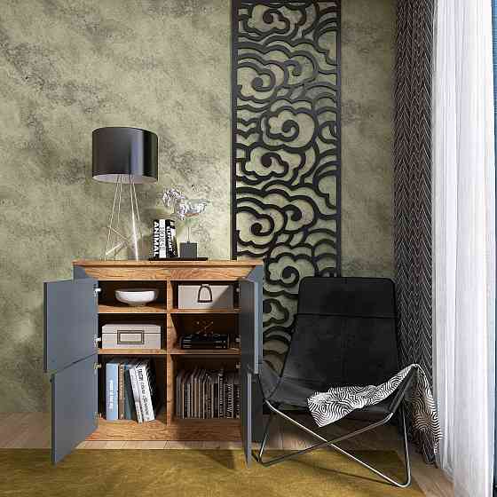 Тумба 4-х дверна закрита Еверест Нордік-980 98х38х92 см Графіт + Дуб крафт золотий (DTM-5528) Львів