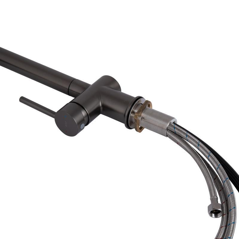 Смеситель для кухни Qtap Rozcesti с выдвижным изливом с подключением для питьевой воды Gunmetal Black PVD Харьков - изображение 7