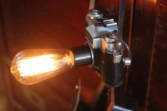 Світильник із фотоапарата Зеніт СРСР. Світильник із лампою Едісона. Київ