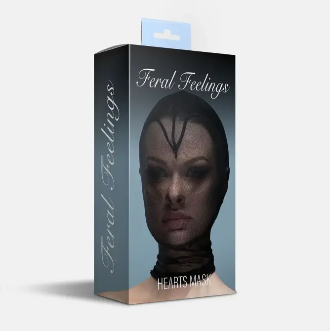 Маска серце сітка із повністю закритим обличчям Feral Feelings - Hearts Mask Black/Black Львів - фото 2