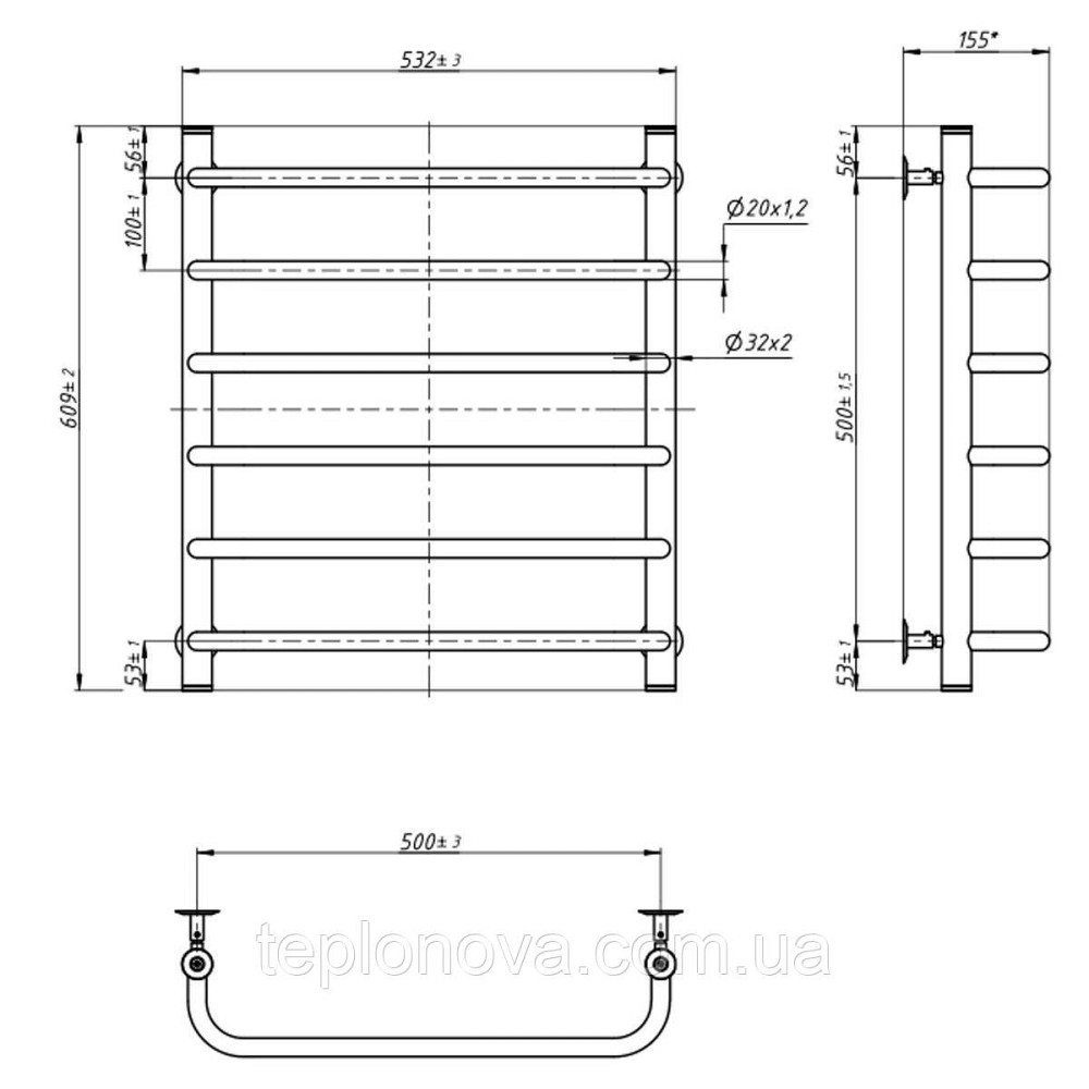 Полотенцесушитель Симфония 500х600 Черновцы - изображение 3