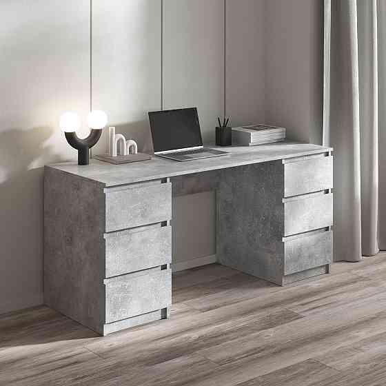 Комп’ютерний стіл VAYS R-2, письмовий з 2 тумбами, 6 шухляд без ручок, ЛДСП 160×60×75 см – для дому, офісу, навчання Львів