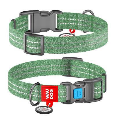 Ошейник для животных WAUDOG Re-cotton с QR паспортом светоотражающий Ш 25 мм Д 37-58 см зеленый (029418) Винница - изображение 4