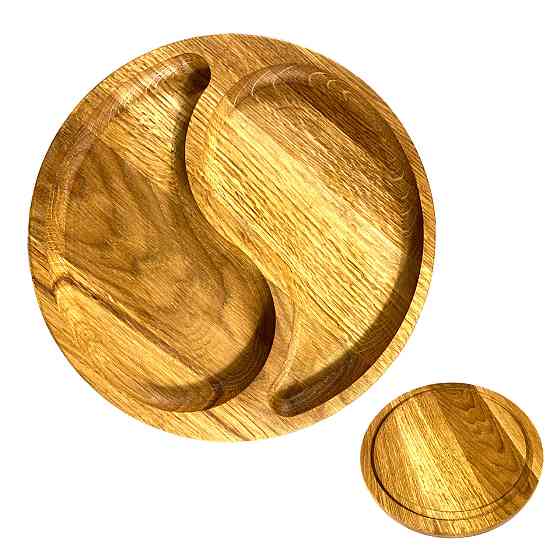 Деревянная тарелка из натурального дерева диаметр 25 см, высота 2 см, тарелка для закусок Каменец-Подольский