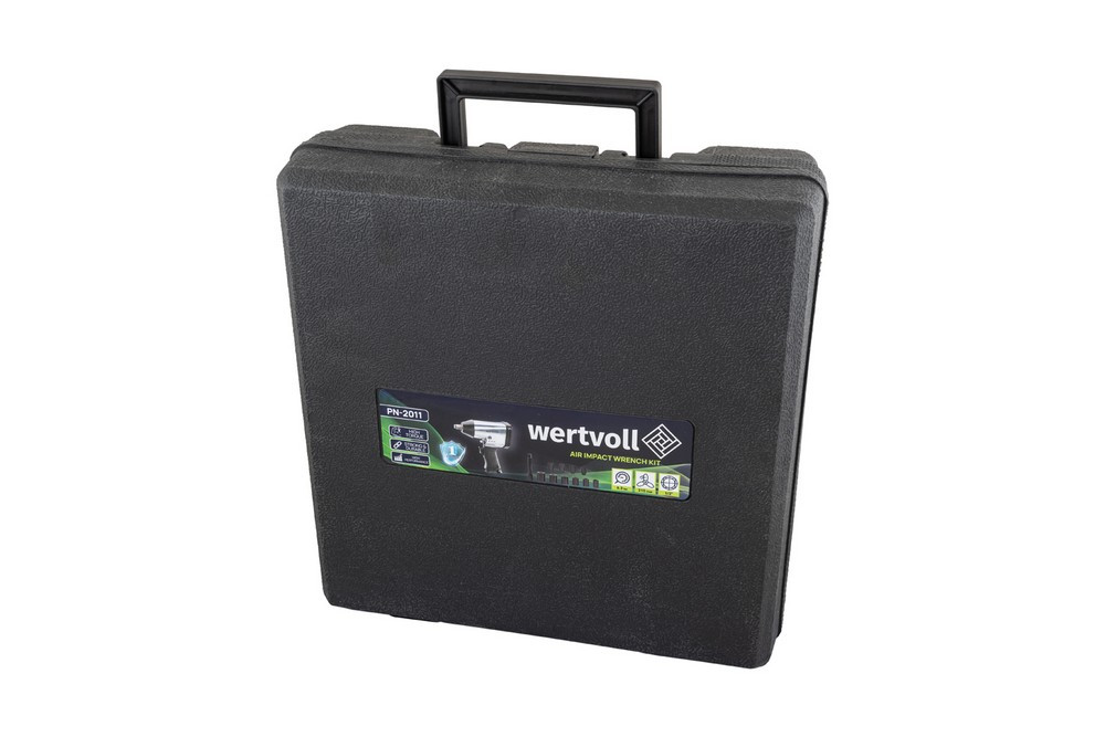Гайковерт ударний пневматичний WERTVOLL 1/2" 7000 об/хв 215 л/хв 6.3 bar 340 Нм реверс TPR покриття корпусу кейс з насадками PN-2011 Коломыя - изображение 2