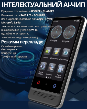 Переводчик электронный с искусственным интеллектом AI Voice+ChatGPT портативный,офлайн-перевод: 22 языка,онлайн-перевод: 137 языка Каменец-Подольский
