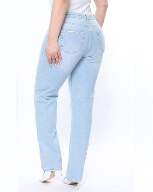 Женские классические светло-голубые джинсы батал деним 42 Одесса - изображение 3