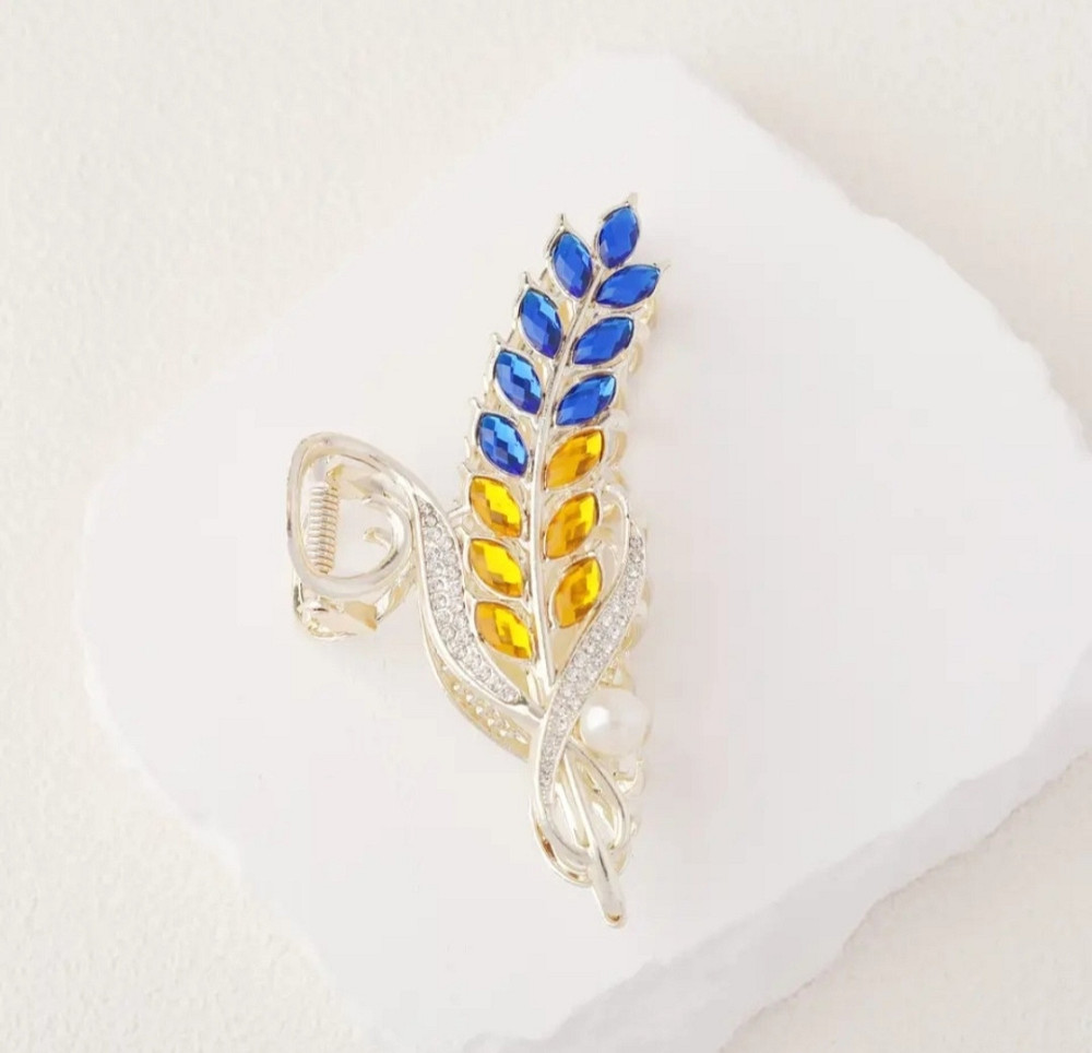 Заколка-крабік колосок в патріотичному стилі Сміла - фото 1