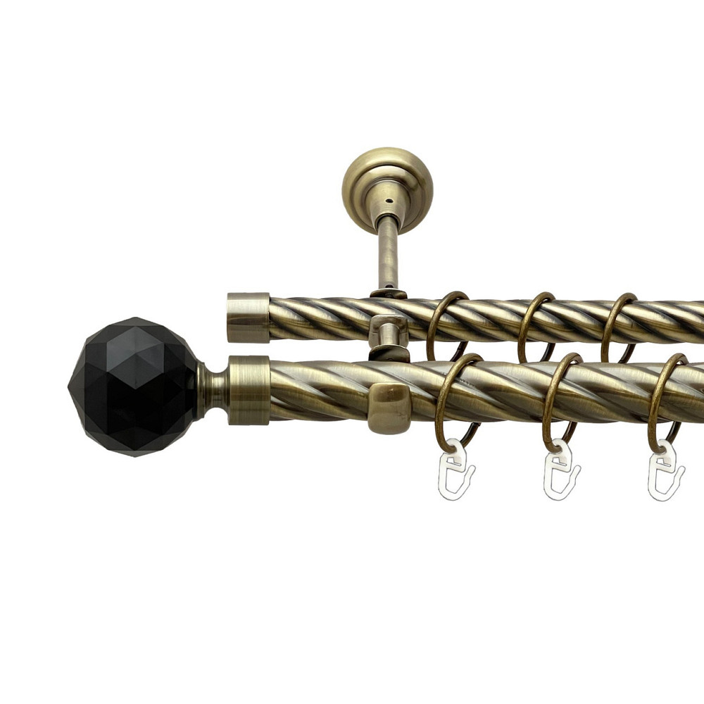 Карниз Orvit Люміера Неро металевий дворядний відкритий скручена труба кільце металеве Антик 25\19 мм 200 см Львов - изображение 1