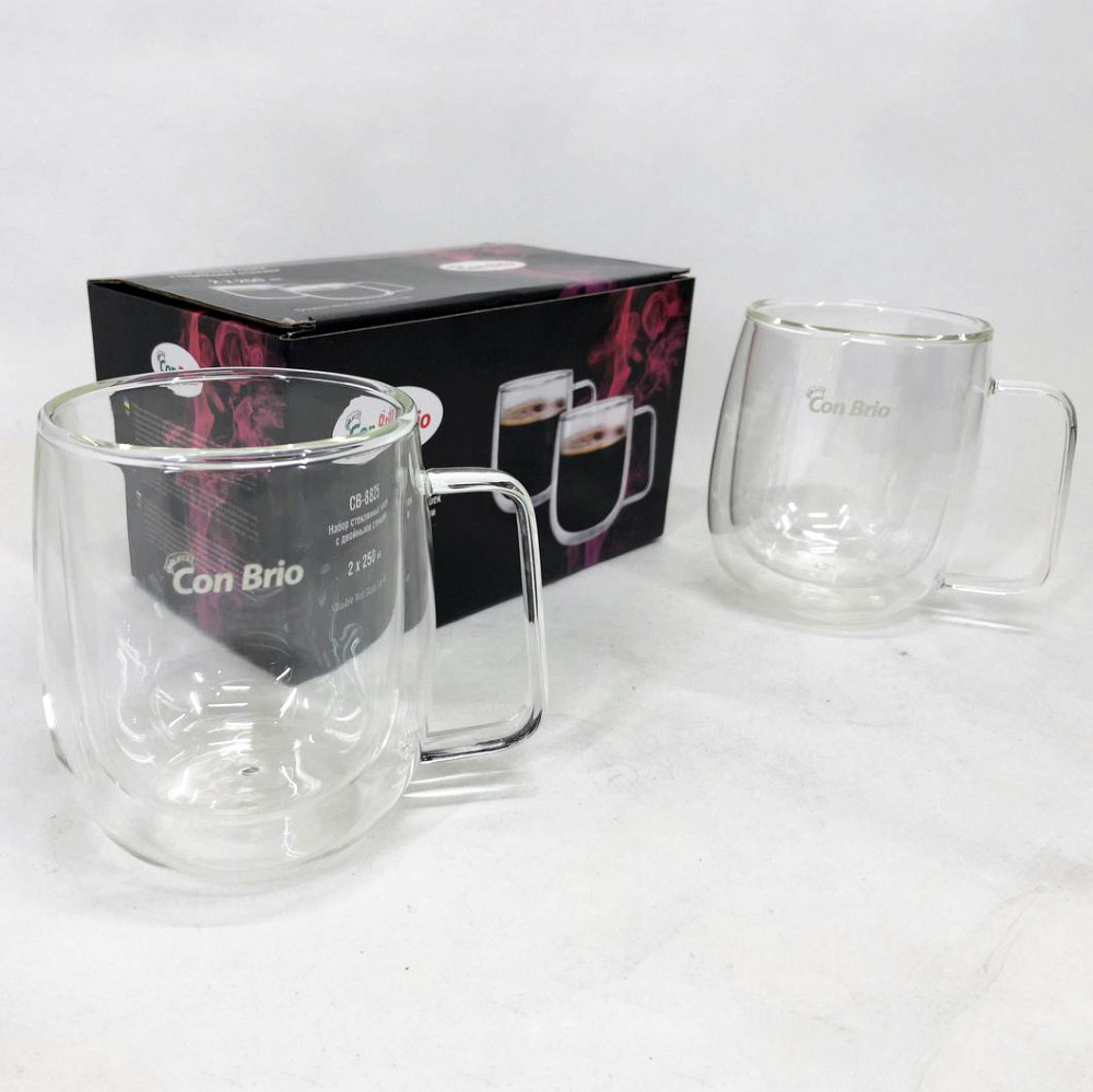 Стеклянные чайные чашки с двойными стенками, Набор чашек с двойными стенками хорошего качевства JT-44 Львов - изображение 2