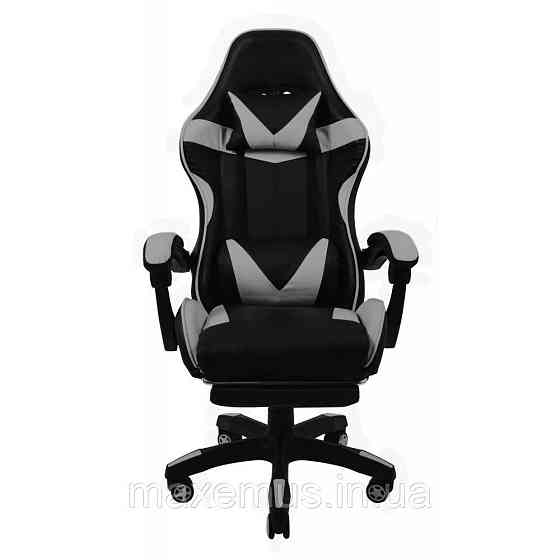Кресло геймерское раскладное B 810 с системой качания с подставкой для ног геймерский стул компьютерный серый Мостиська