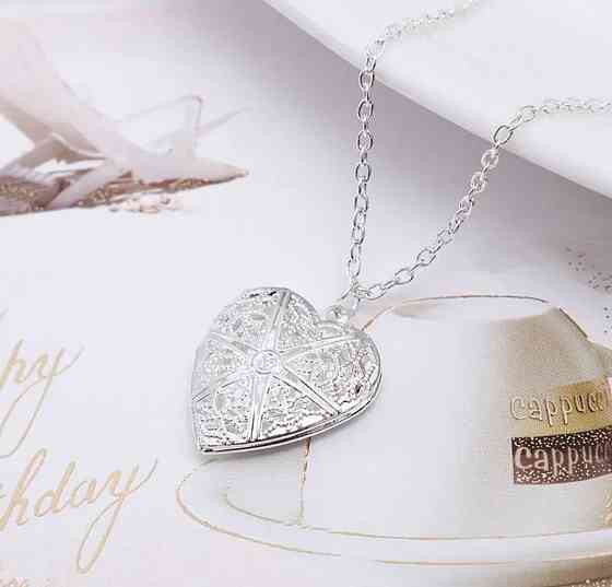 Підвіс "Серце" для фото з ланцюжком сріблястий Сміла