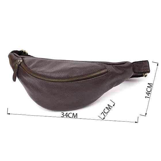 Стильная сумка бананка из зернистой натуральной кожи Shvigel 23146 Коричневый Киев