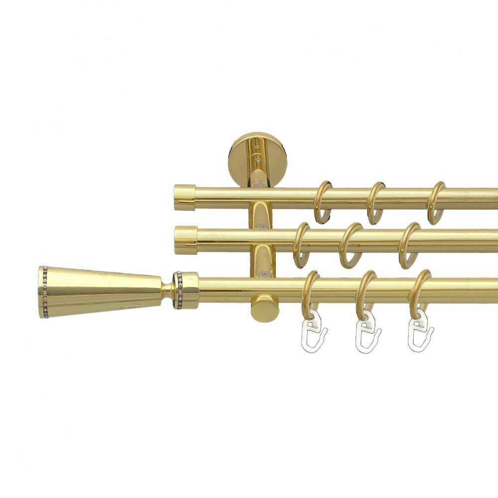 Карниз Orvit Меркурія металевий трирядний циліндр (20 см) гладка труба кільце металеве Золото 16\16\16 мм 240 Львов - изображение 1