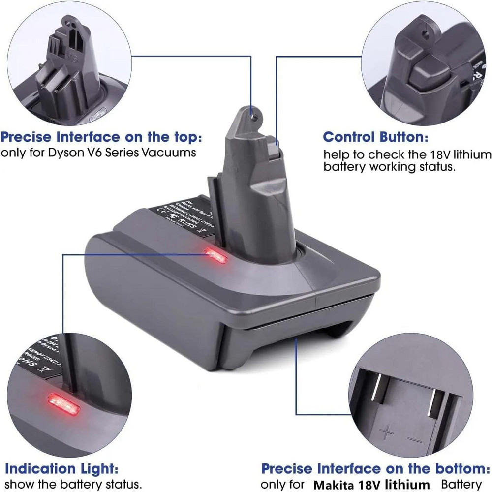 Адаптер акумулятора V6 для пилососів Dyson V6 сумісний з батареями Makita 18V (тільки адаптер) Київ - фото 7