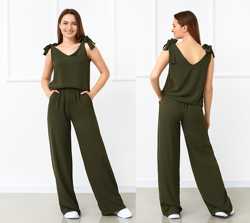 Літній жіночий костюм із широкими штанами "Ясмин" оптом | Норма та батал | Розпродаж моделі Київ - фото 5