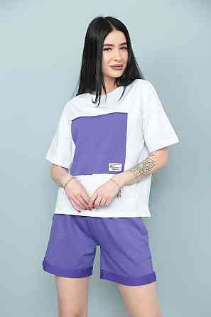 Двокольоровий костюм з шортами "Numb" оптом | Норма | Розпродаж моделі Фіолетовий, 46-48 Київ