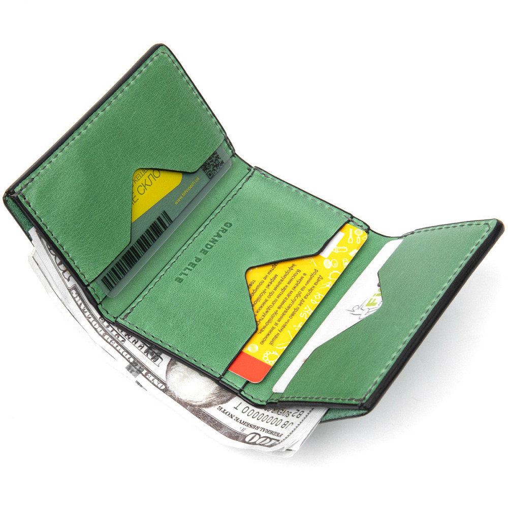 Матовое портмоне GRANDE PELLE 11458 Зеленый Киев - изображение 5