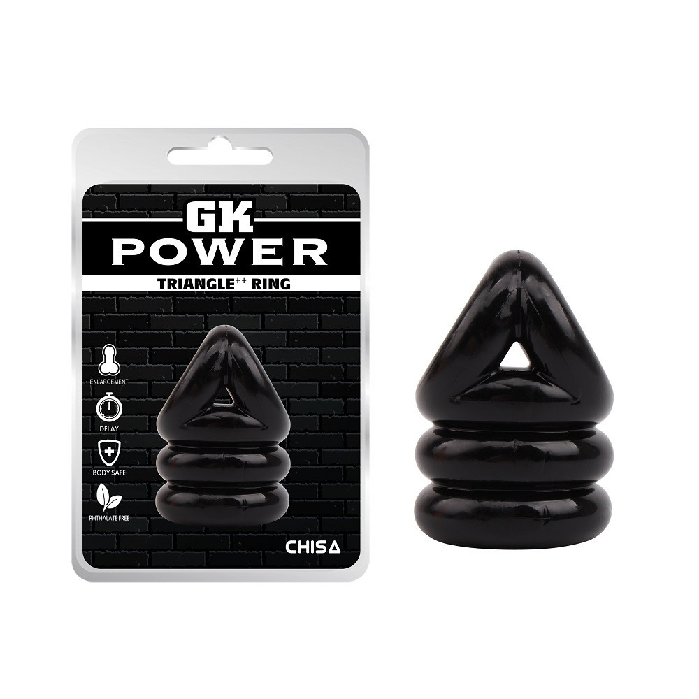 Эрекционное кольцо Chisa GK Power Triangle++ Ring с утяжкой на мошонку, черное Sex Aura Киев - изображение 1