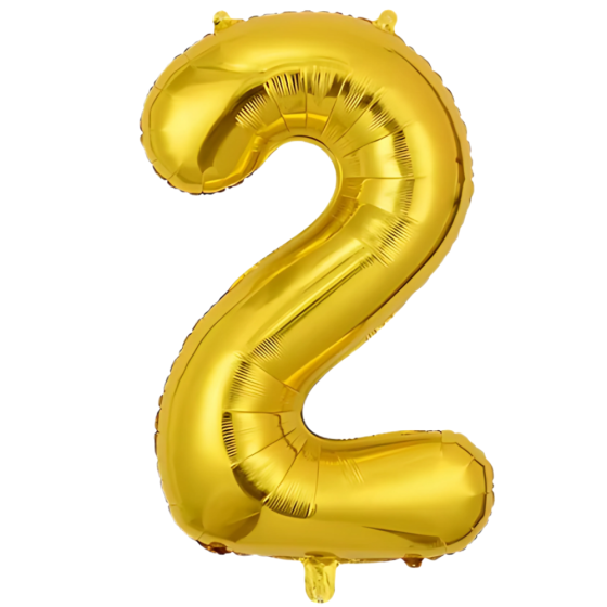 Воздушный шар в виде цифры 2 золотой,40 дюймов, фольгированый, для праздников: дня рождения, юбилеев,годовщин Каменец-Подольский