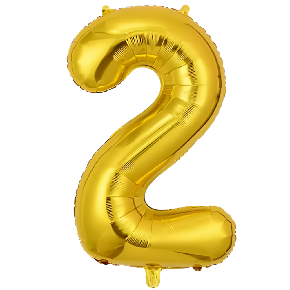 Воздушный шар в виде цифры 2 золотой,40 дюймов, фольгированый, для праздников: дня рождения, юбилеев,годовщин Каменец-Подольский - изображение 2