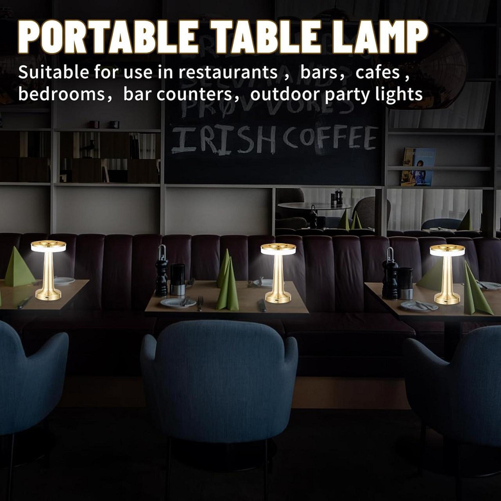 Настольная лампа LED сенсорная беспроводная аккумулятор 2600 мАч, 3 режима, золотая, для стола, офиса, спальни Киев - изображение 5