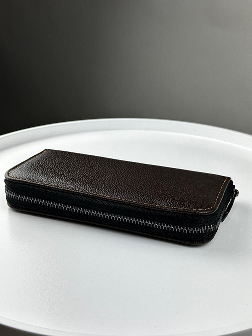 Шкіряний клатч-гаманець із натуральної зернистої шкіри SV003 (Коричневий) Суми - фото 4