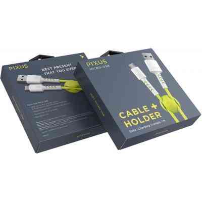 Дата кабель USB 2.0 AM to Micro 5P 1.0m Soft white/lime Pixus (4897058531176) Вінниця