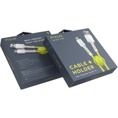 Дата кабель USB 2.0 AM to Micro 5P 1.0m Soft white/lime Pixus (4897058531176) Вінниця - фото 5