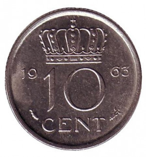 Монета 10 центов. 1963 год, Нидерланды. Полтава - изображение 1