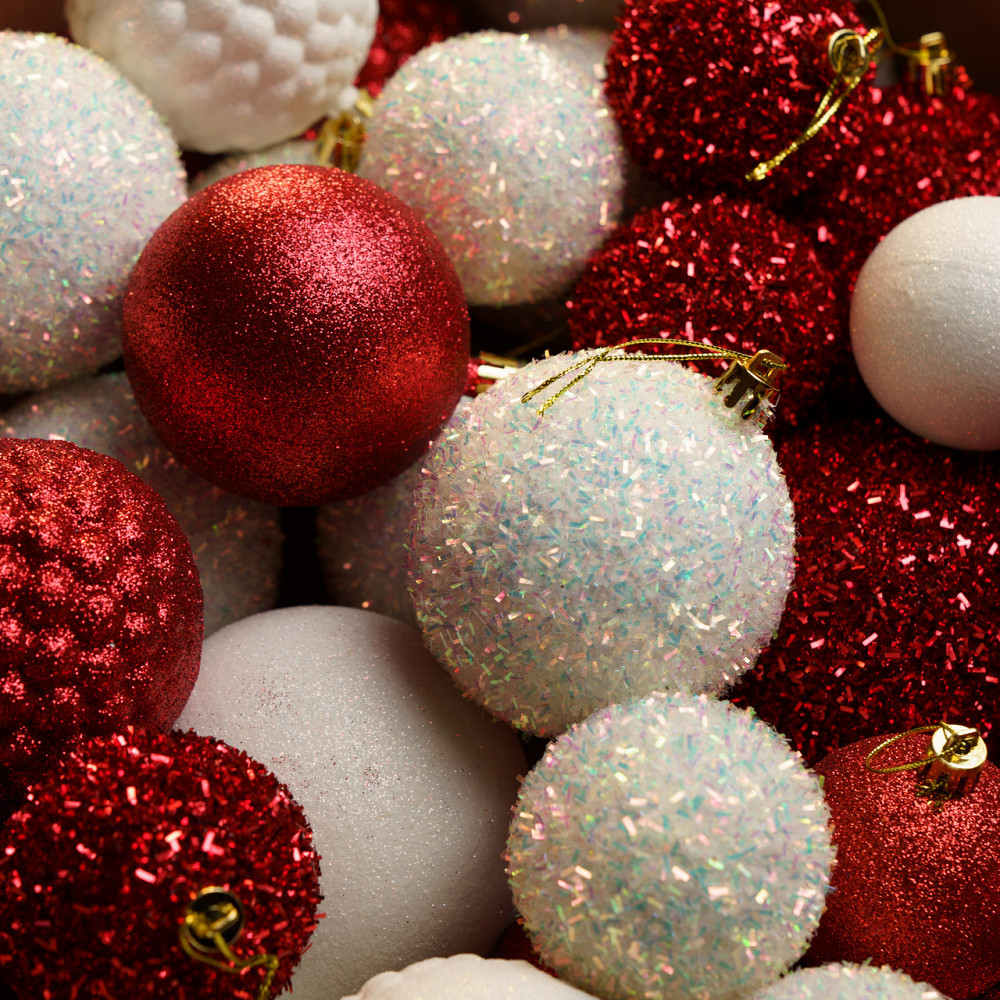 Набор новогодних игрушек на елку «Блеск» 40 шт Красный елочные игрушки шарики украшения для елки Киев - изображение 3
