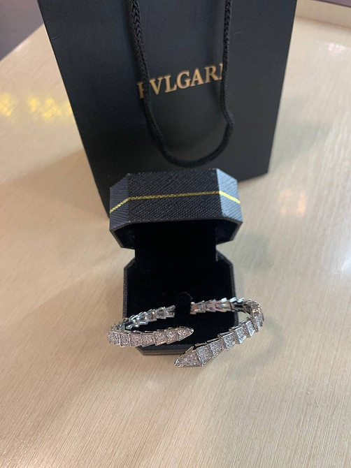 Комплект BVLGARI змія/ браслет і кільце/ циркони посріблення Одеса - фото 5