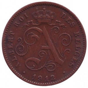 Монета 2 сантима. 1912 год, Бельгия. (Des Belges) Полтава - изображение 1