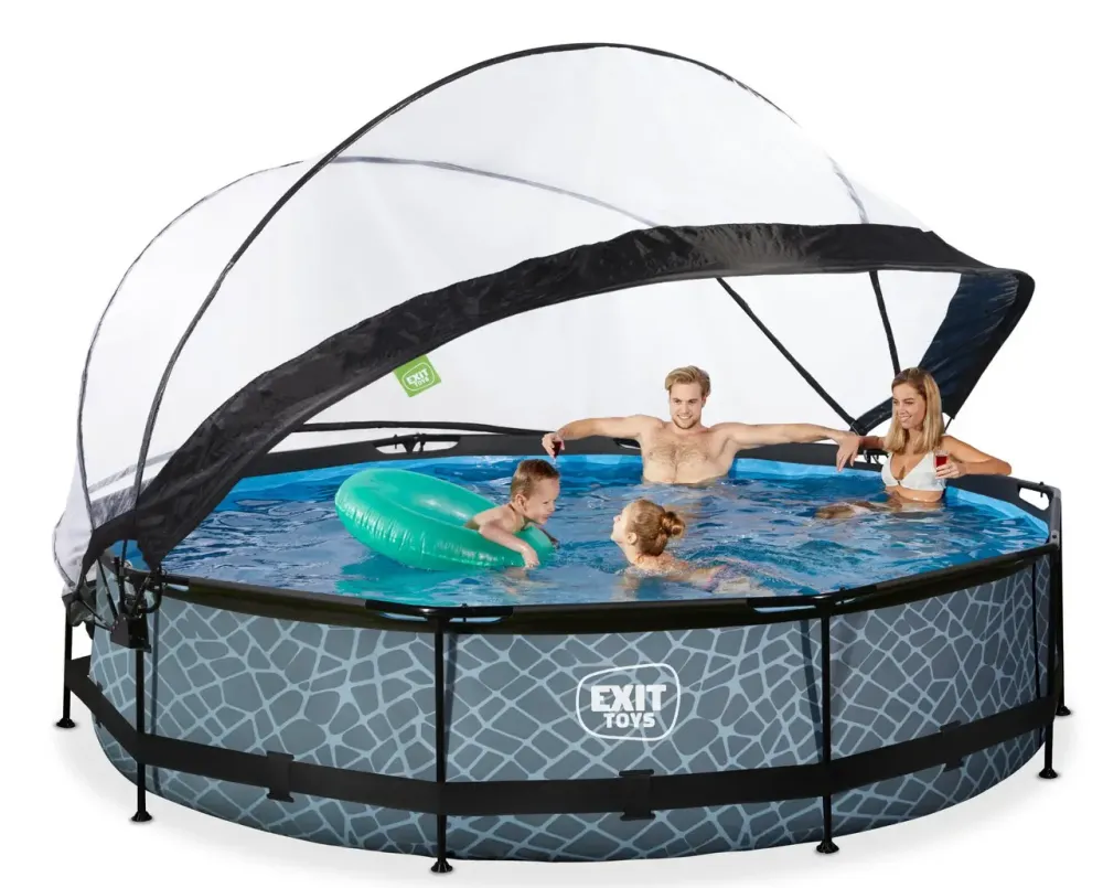 Бассейн EXIT круглый с куполом 360 х 76 см в цвете Stone Київ - фото 7