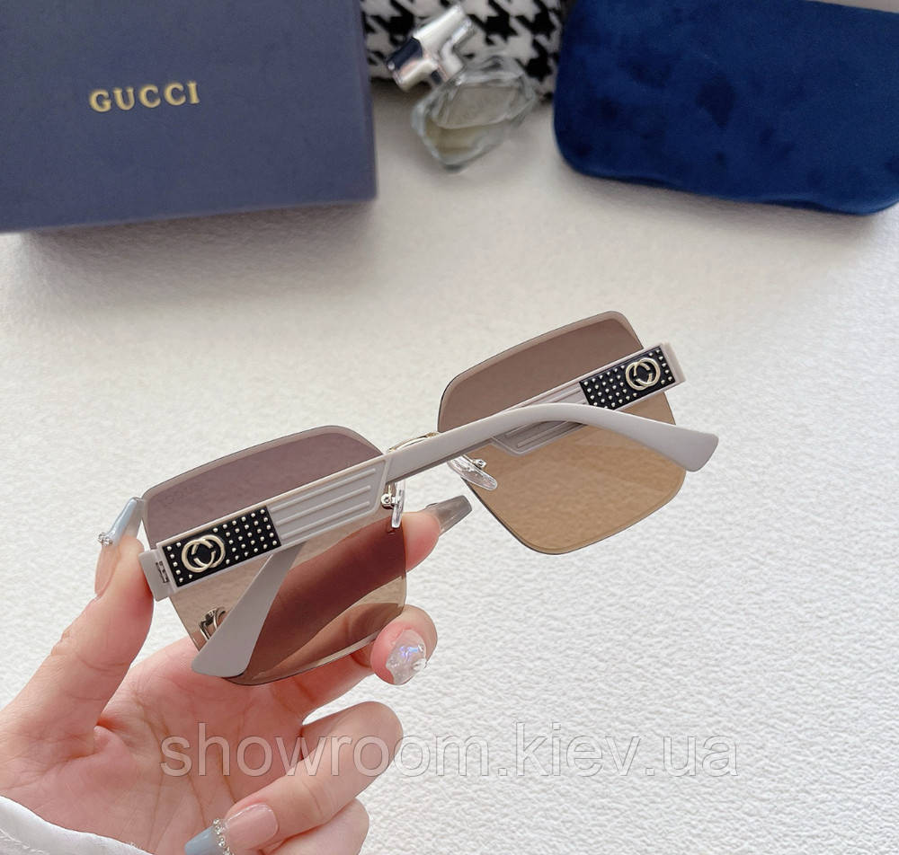 Жіночі безоправні сонцезахисні окуляри GG 5191 brown Київ - фото 3