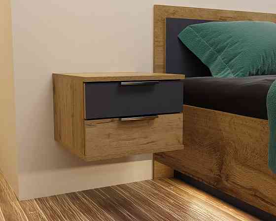 Тумба навесная прикроватная Кристалл, Антрацит/Дуб Аппалачи, 400/400/290 Львов