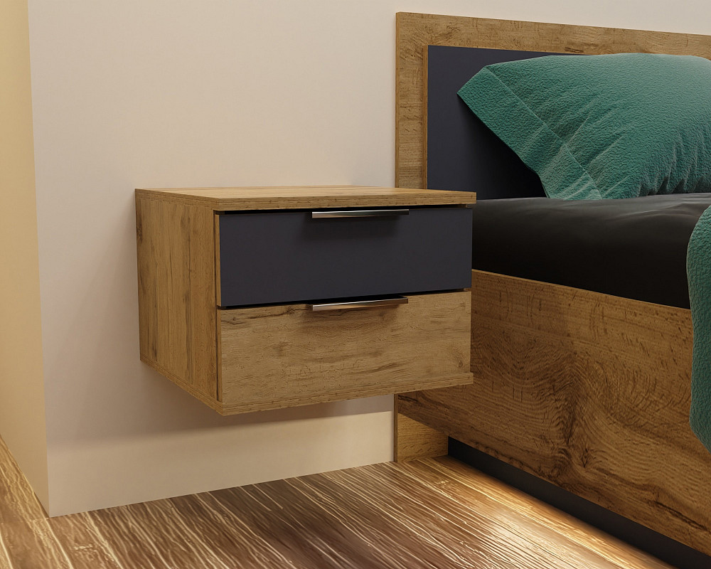 Тумба навесная прикроватная Кристалл, Антрацит/Дуб Аппалачи, 400/400/290 Львов - изображение 1