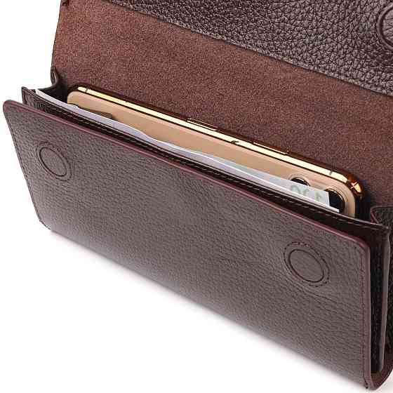 Місткий жіночий гаманець з натуральної шкіри CANPELLINI 21660 Коричневий Київ