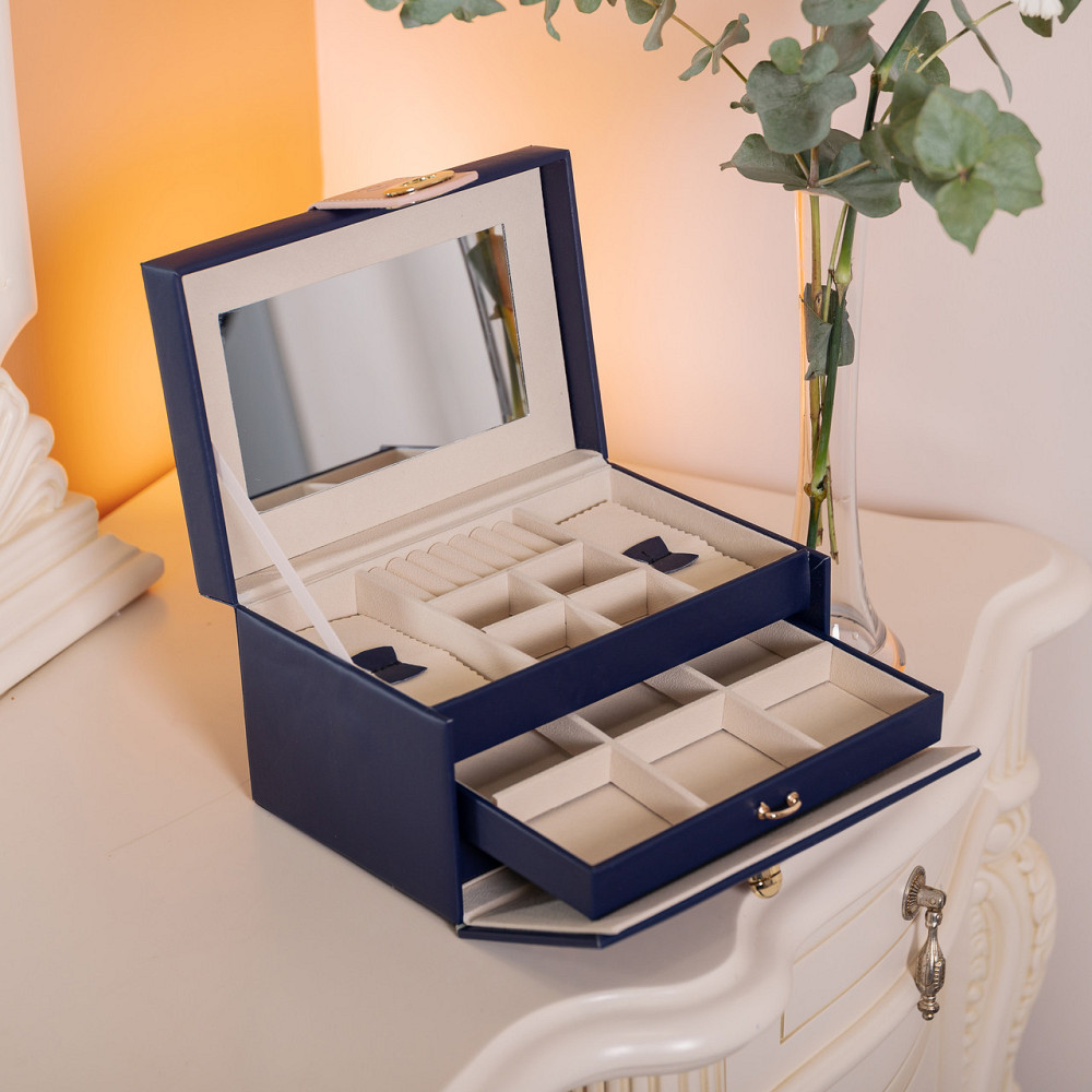 Yiwu Скринька для прикрас з еко шкіри 3 яруси з дзеркалом органайзер для ювелірних виробів HP-5 Коломыя - изображение 8