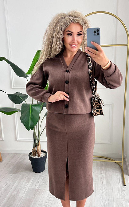 Женский невероятный костюм кардиган+юбка ангора вязка на трикотаже Шоколад, 46/48 Одесса - изображение 7