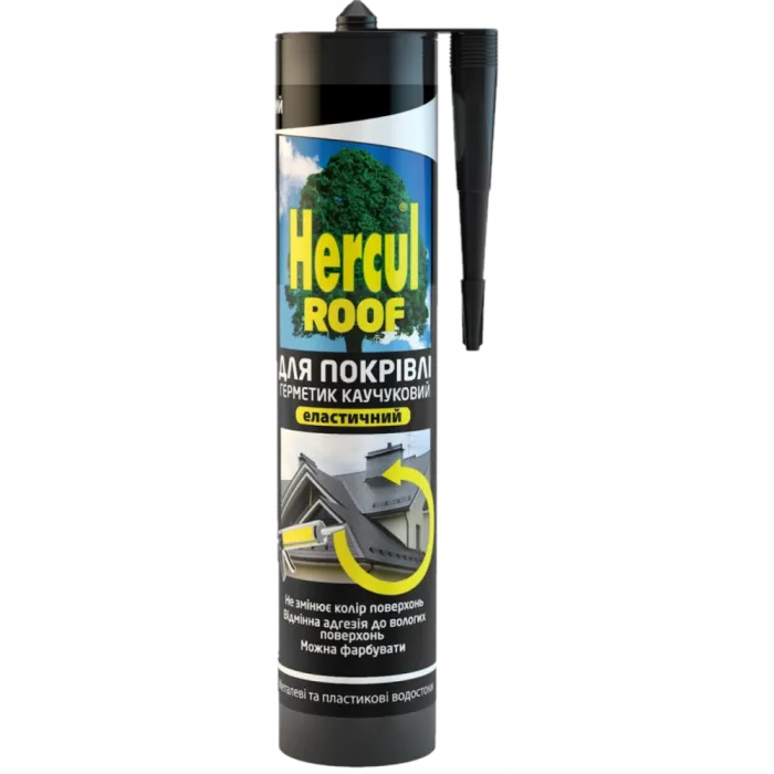 Герметик-клей каучуковий для покрівлі прозорий 280 мл HERCUL Харків - фото 1