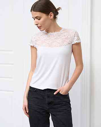 Футболка Ozkan з прозорим верхом, біл, чорн — Viscose 3XL Київ