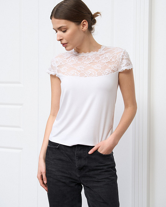 Футболка Ozkan з прозорим верхом, біл, чорн — Viscose 3XL Київ - фото 1