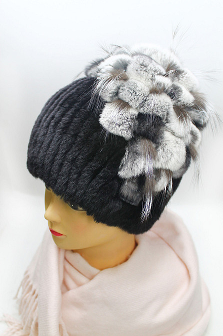 Меховая шапка женская водопад Rex Кристина Черный Харьков - изображение 1