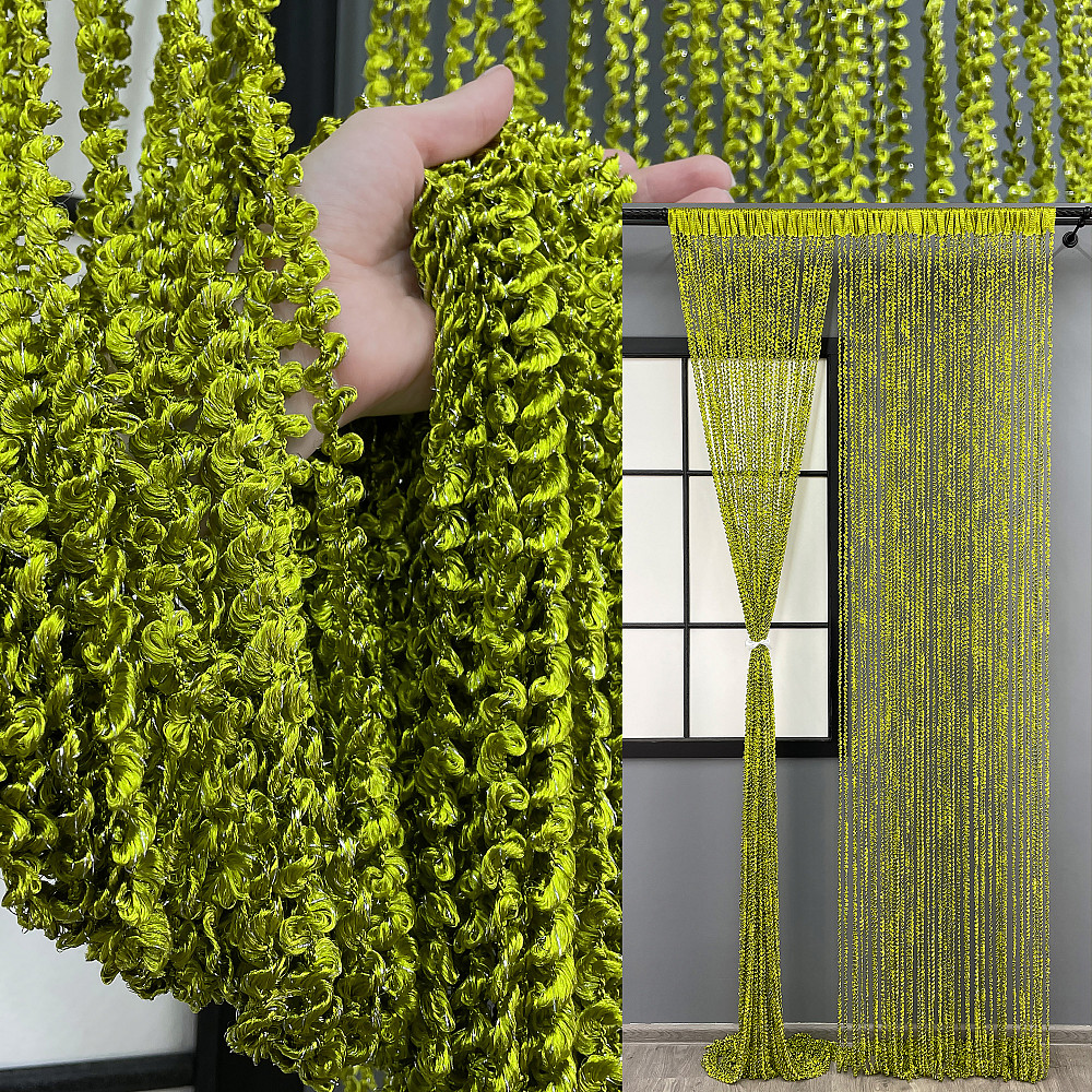 Шторы-нити спираль с люрексом Оливковый 300х300см 1 шт (61-073) Киев - изображение 1