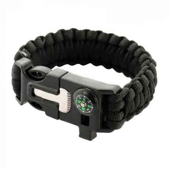PARACORD БРАСЛЕТ С ВЫСКОРЕМ, КОМПАСОМ И СВИСТКОМ ЧЕРНОЙ Киев