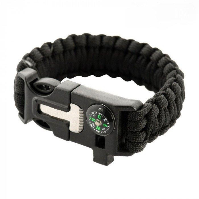 PARACORD БРАСЛЕТ З ВИСКОРЕМ, КОМПАСОМ ТА СВИСТКОМ ЧЕРНЫЙ Одеса - фото 1