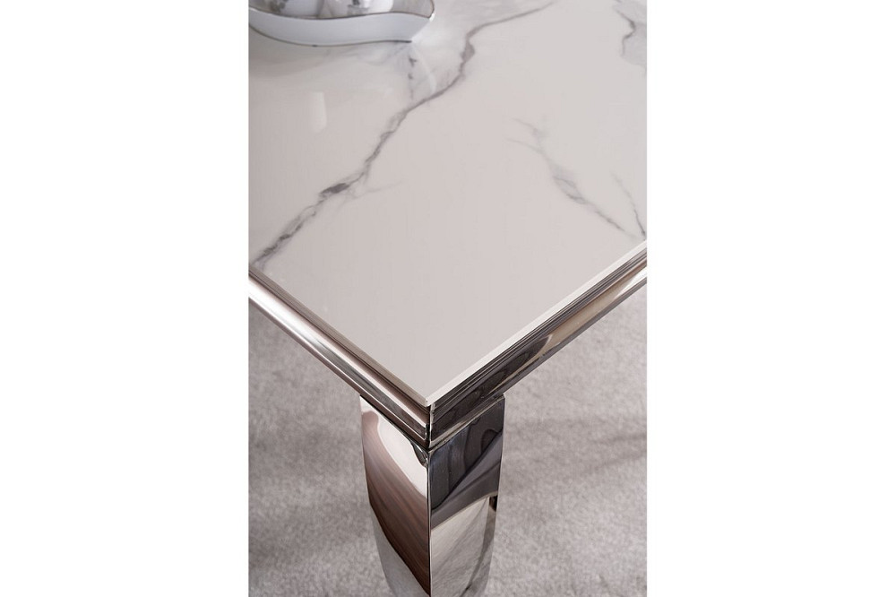 Журнальний столик PRINCE A CERAMIC білий CALACATTA/хром 120*60 Киев - изображение 3