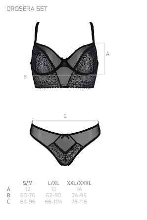 Комплект Passion DROSERA SET black S/M, сітка+мереживо, бюстьє та трусики танга Sex Aura Київ