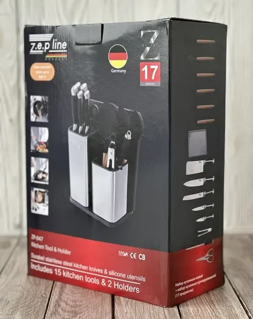 Набор кухонных ножей и принадлежностей Zep-Line ZP-047 на подставке 17 предметов Коломыя - изображение 9